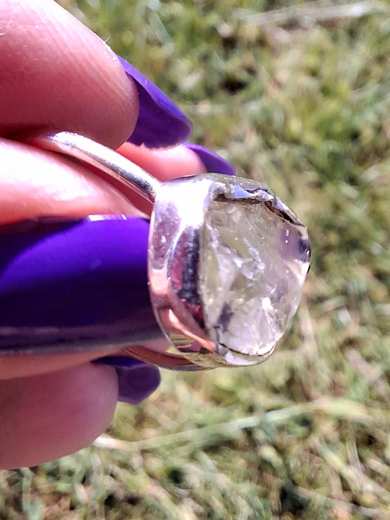 Libyan Desert Glass Ring, size large T, 925 Silver, Tektite (Ref: LR50)