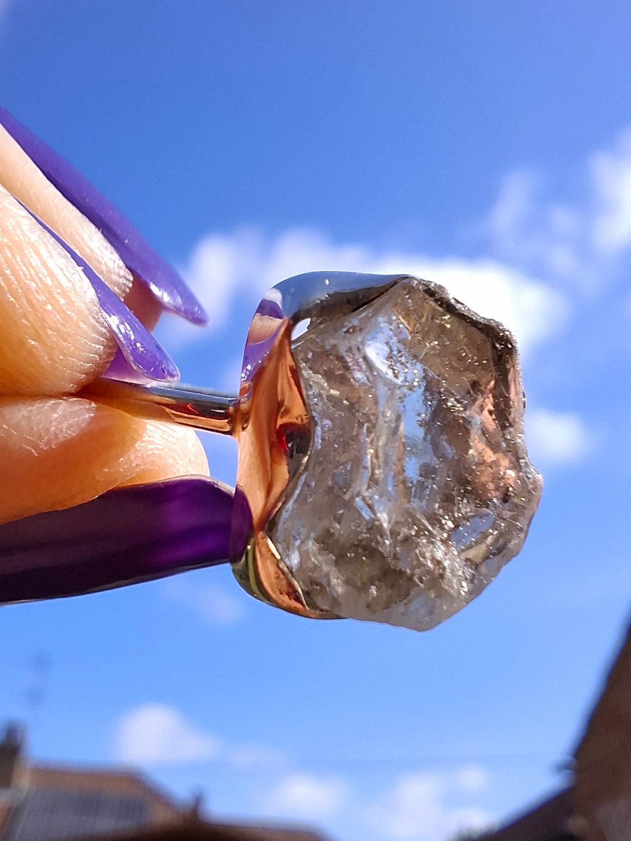 Libyan Desert Glass Ring, size large R/small S, 925 Silver, Tektite (Ref: LR43)