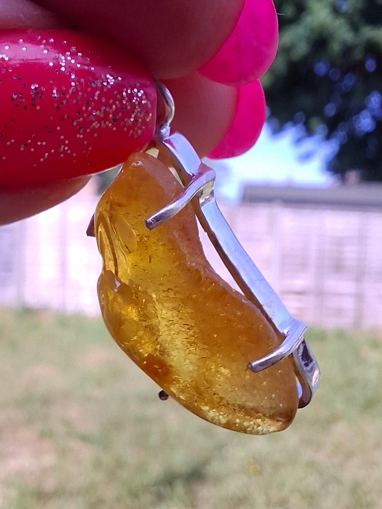 Baltic Amber Pendant, 925 Silver, Fossil (Ref: AP14)