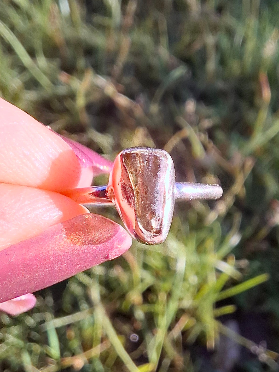Moldavite Ring, size large K/small L, 925 Silver, Tektite (Ref: R58)