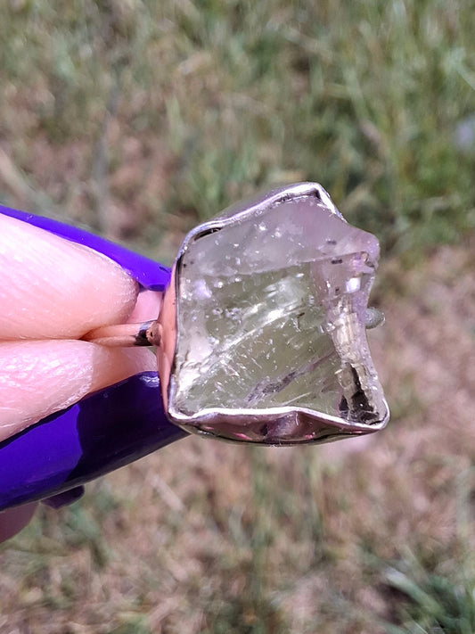 Libyan Desert Glass Ring, size P, 925 Silver, Tektite (Ref: LR26)