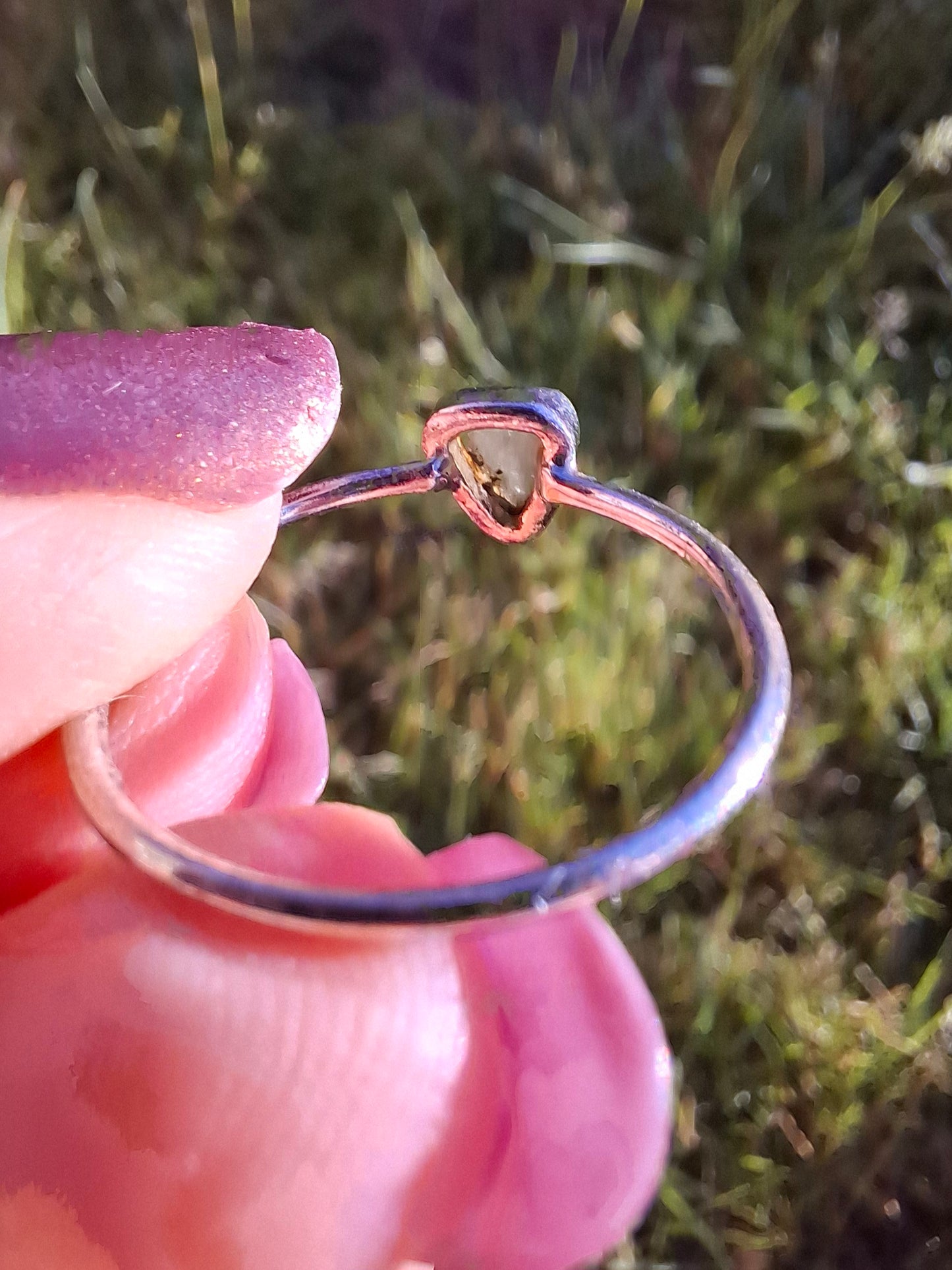 Moldavite Ring, size large R/small S, 925 Silver, Tektite (Ref: R67)
