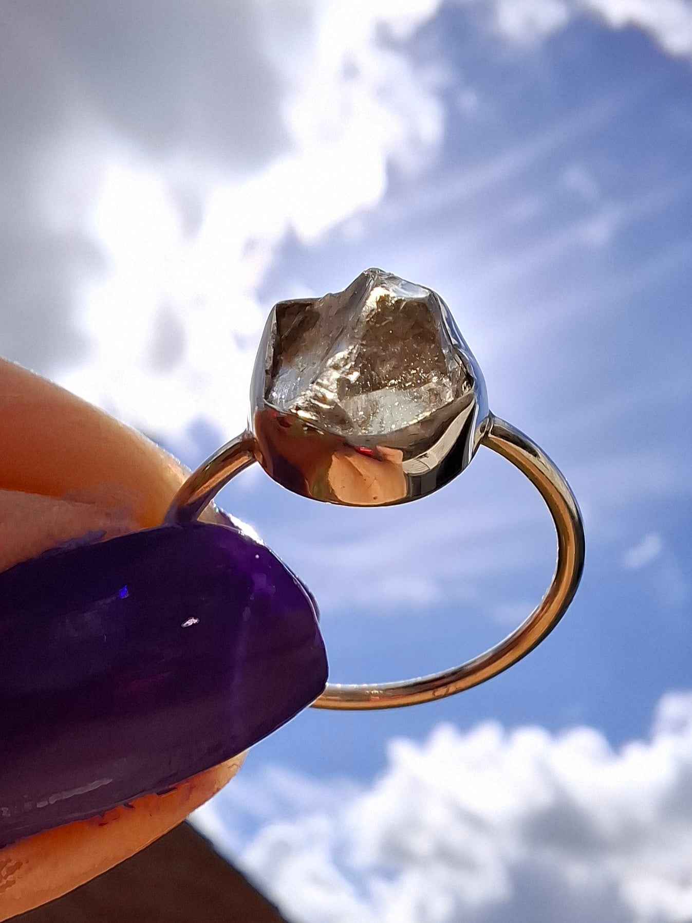 Libyan Desert Glass Ring, size large O, 925 Silver, Tektite (Ref: LR22)