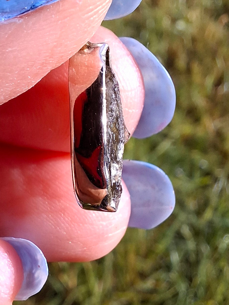 Moldavite Pendant, 925 Silver, Tektite (Ref: P43)