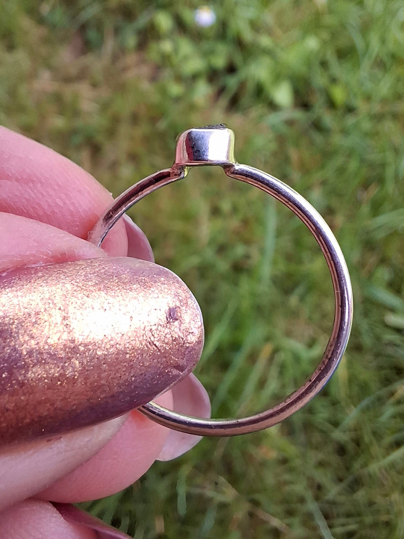 Moldavite Ring, size Q, 925 Silver, Tektite (Ref: R45)