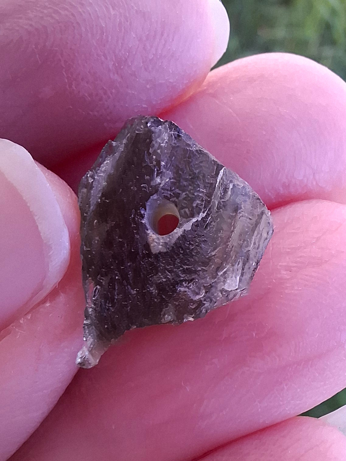 DRILLED, Moldavite Piece, 1.07g, Tektite (Ref: D15)