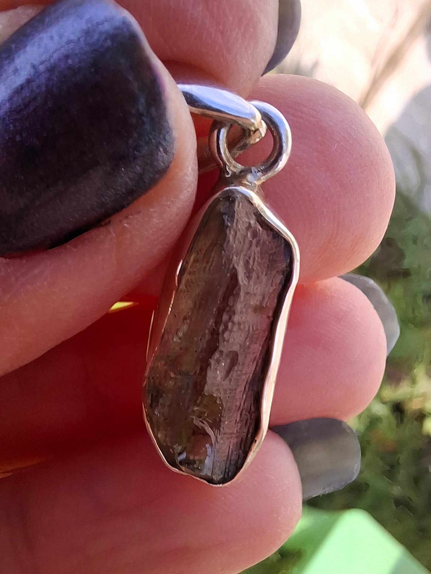 Moldavite Pendant, 925 Silver, Tektite (Ref: P11)