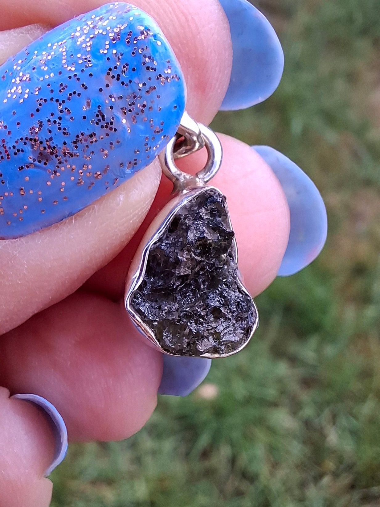Moldavite Pendant, 925 Silver, Tektite (Ref: P64)
