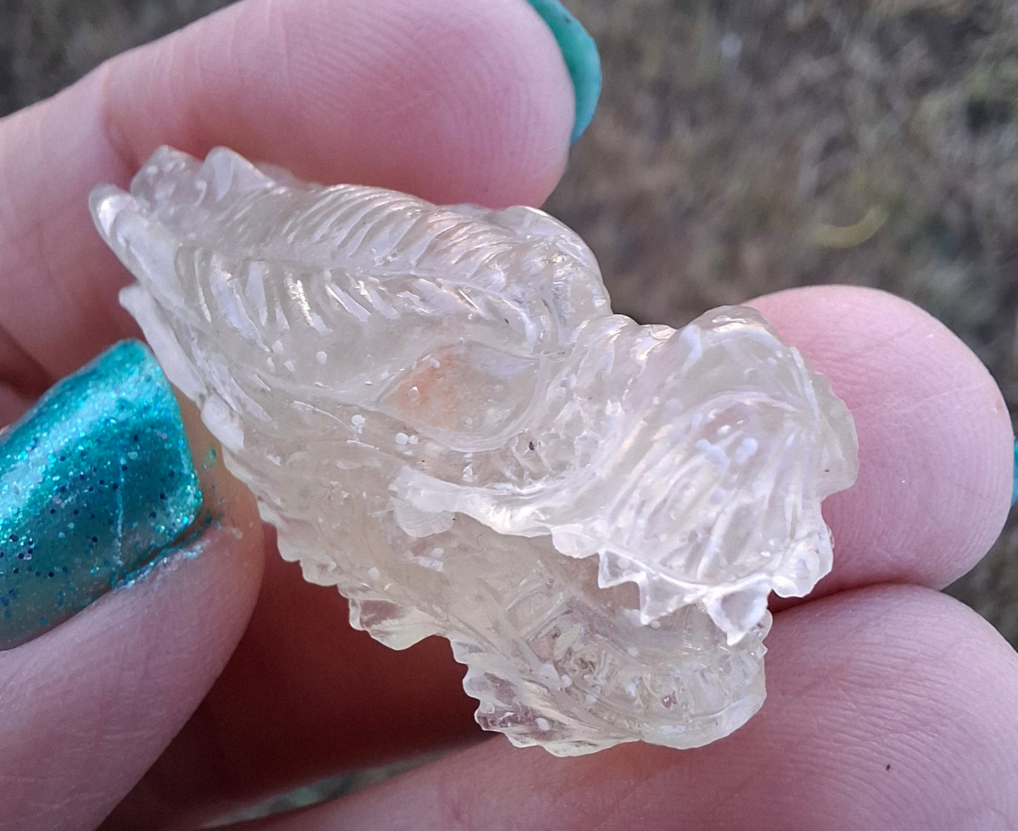 Libyan Desert Glass DRAGON HEAD carving, 9.66g, Tektite (Ref: Dragon 3)