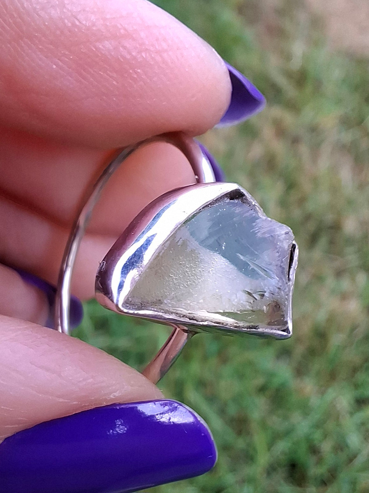 Libyan Desert Glass Ring, size W, 925 Silver, Tektite (Ref: LR61)