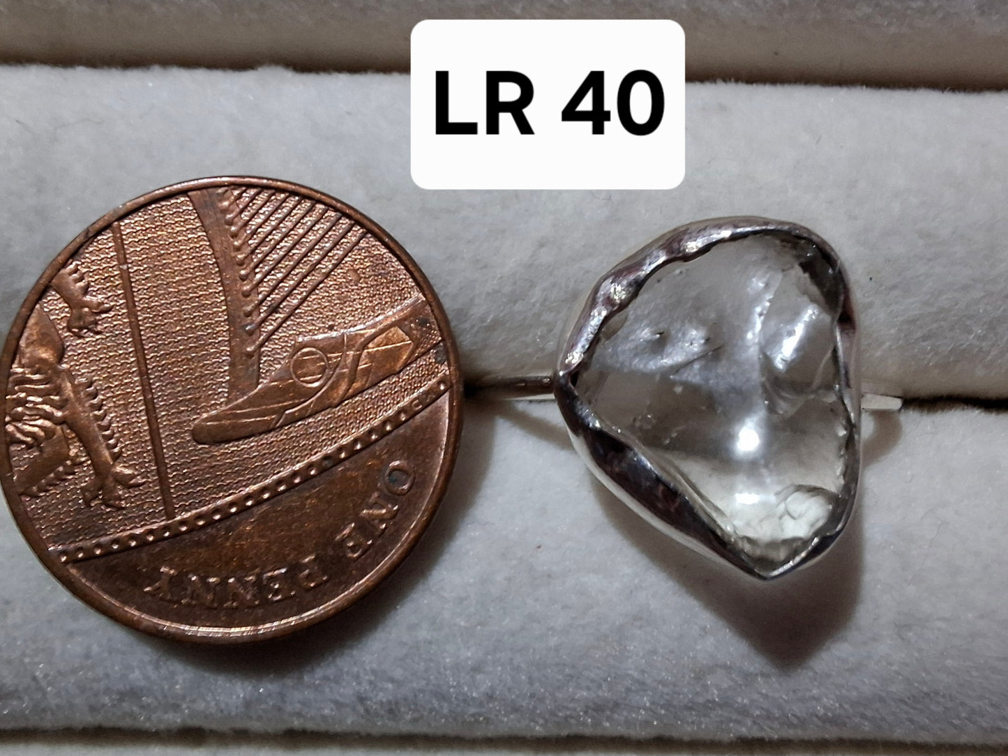 Libyan Desert Glass Ring, size small R, 925 Silver, Tektite (Ref: LR40)