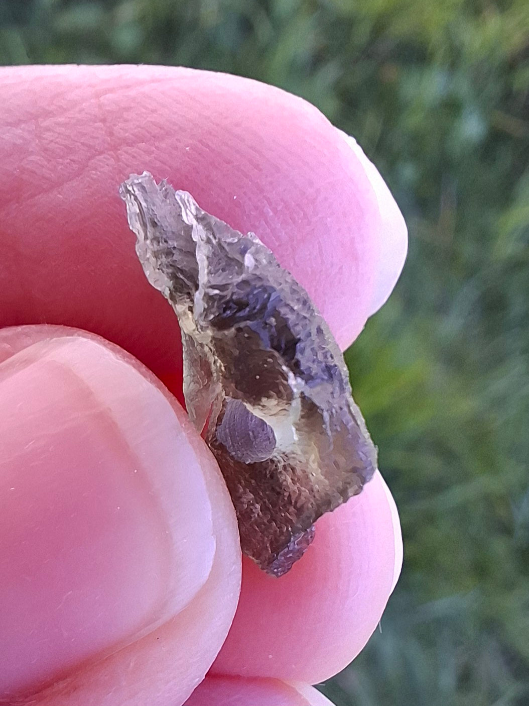 DRILLED, Moldavite Piece, 0.75g, Tektite (Ref: D23)