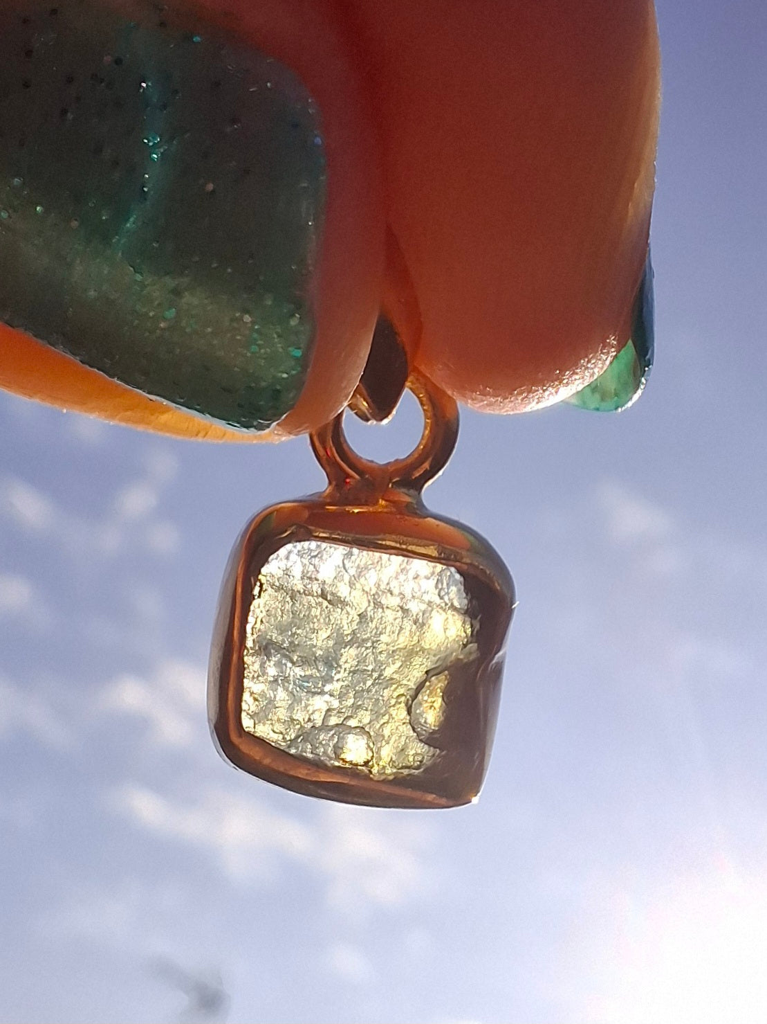 Moldavite Pendant, 14K GOLD Plated, Tektite (Ref: P453)