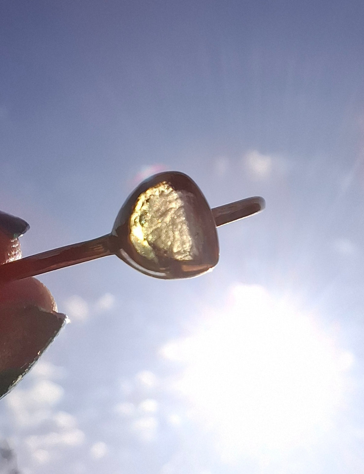 Moldavite Ring, 14K GOLD Plated, size U, Tektite (Ref: R348)