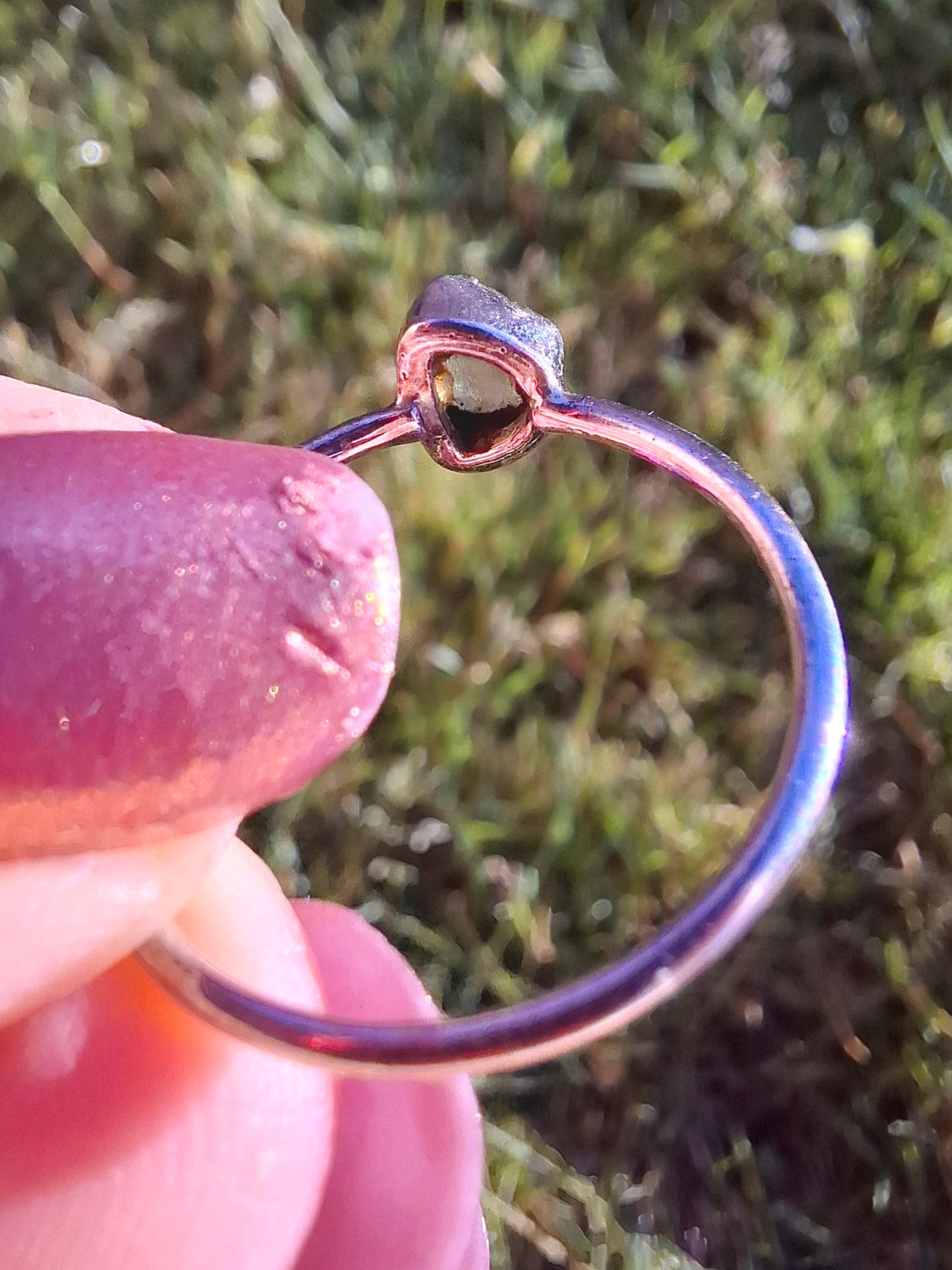 Moldavite Ring, size R, 925 Silver, Tektite (Ref: R64)
