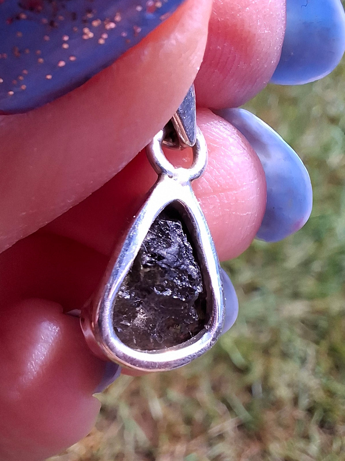 Moldavite Pendant, 925 Silver, Tektite (Ref: P64)