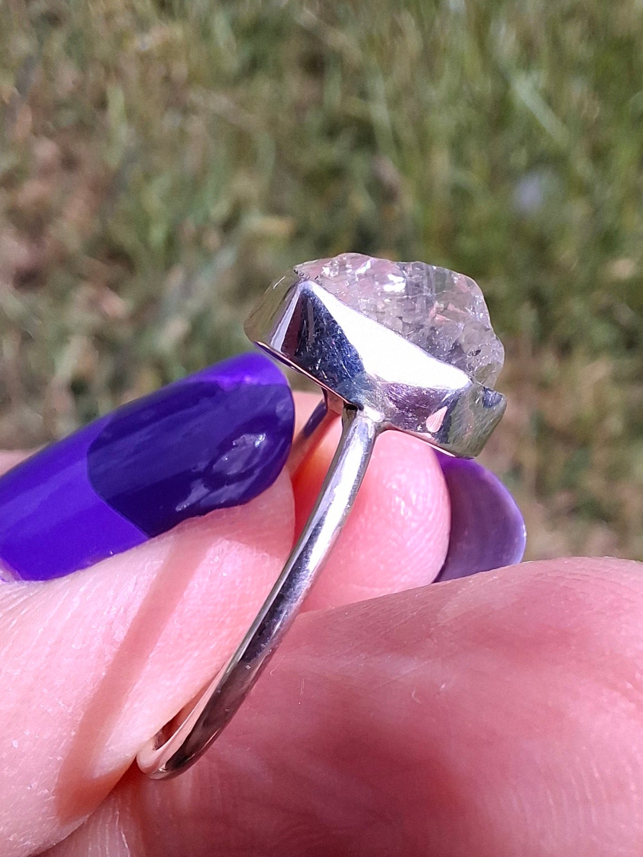 Libyan Desert Glass Ring, size large O, 925 Silver, Tektite (Ref: LR22)