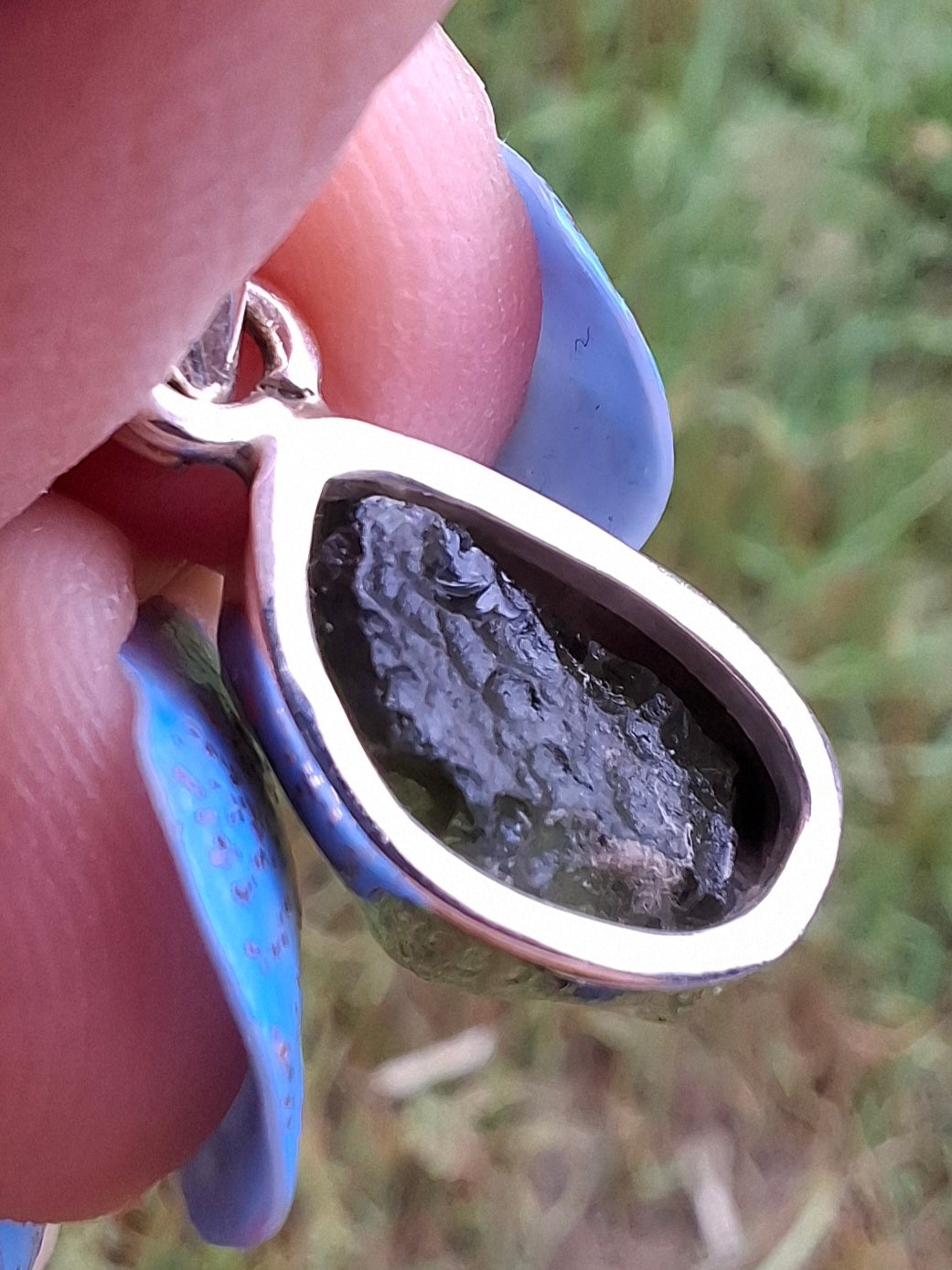 Moldavite Pendant, 925 Silver, Tektite (Ref: P71)