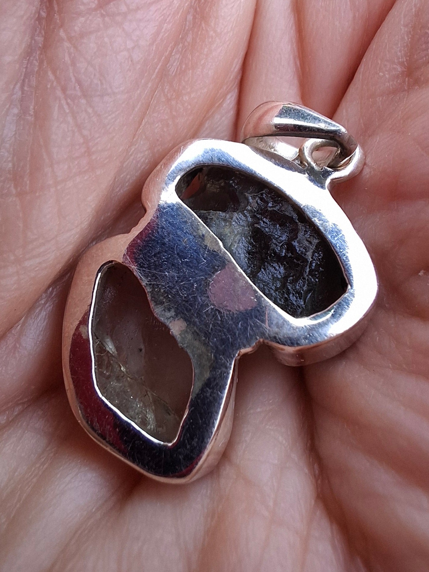 Moldavite & Libyan Desert Glass Pendant, 925 Silver, Tektite (Ref: MLP5)