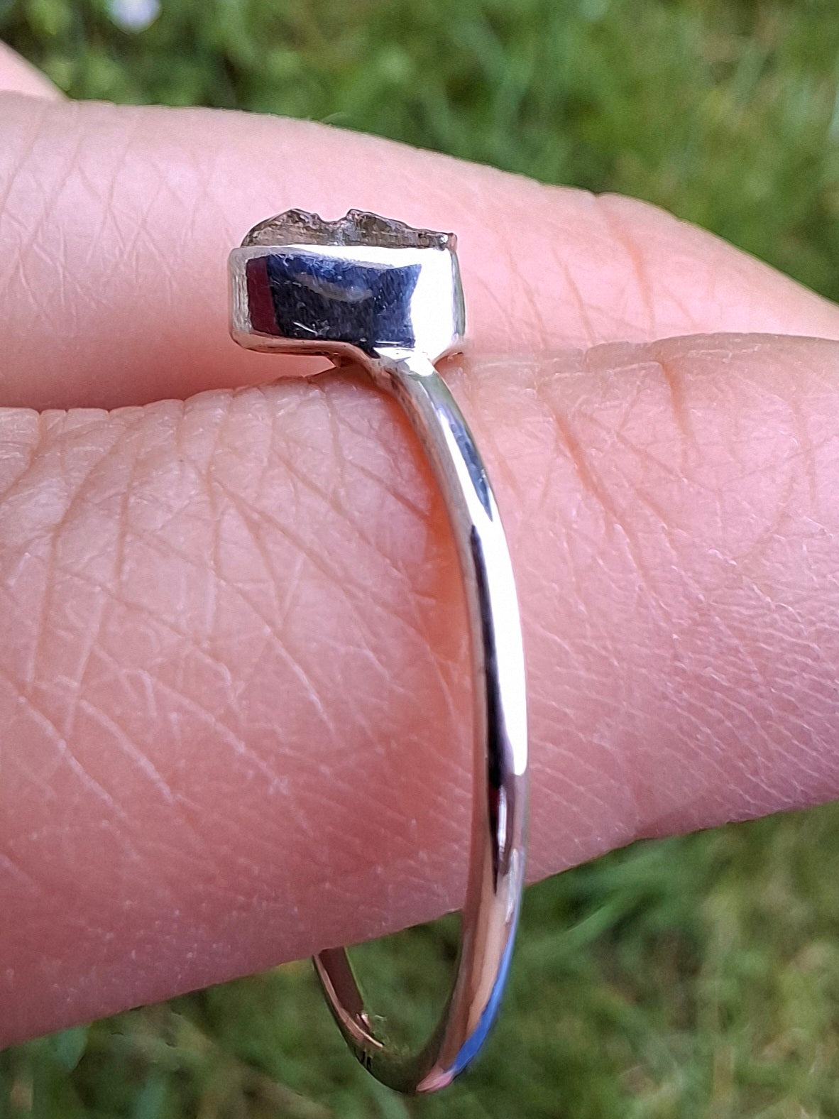 Moldavite Ring, size large R/small S, 925 Silver, Tektite (Ref: R55)