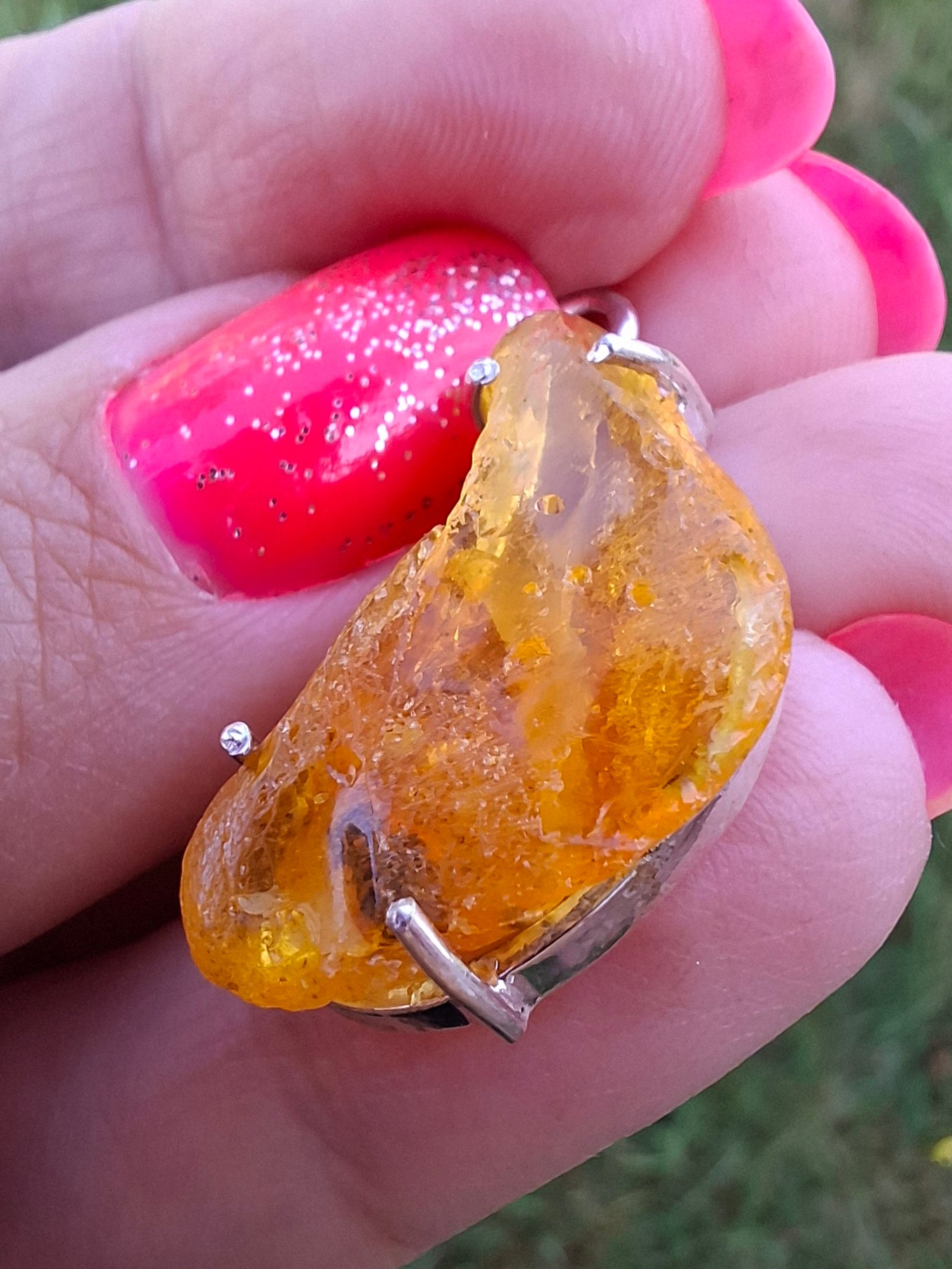 Baltic Amber Pendant, 925 Silver, Fossil (Ref: Ap1)