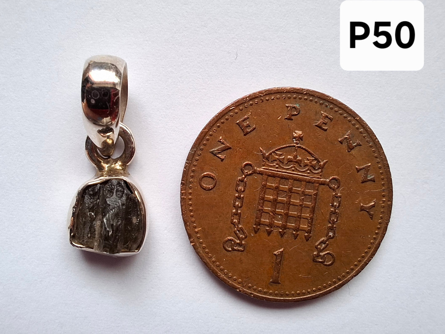 Moldavite Pendant, 925 Silver, Tektite (Ref: P50)
