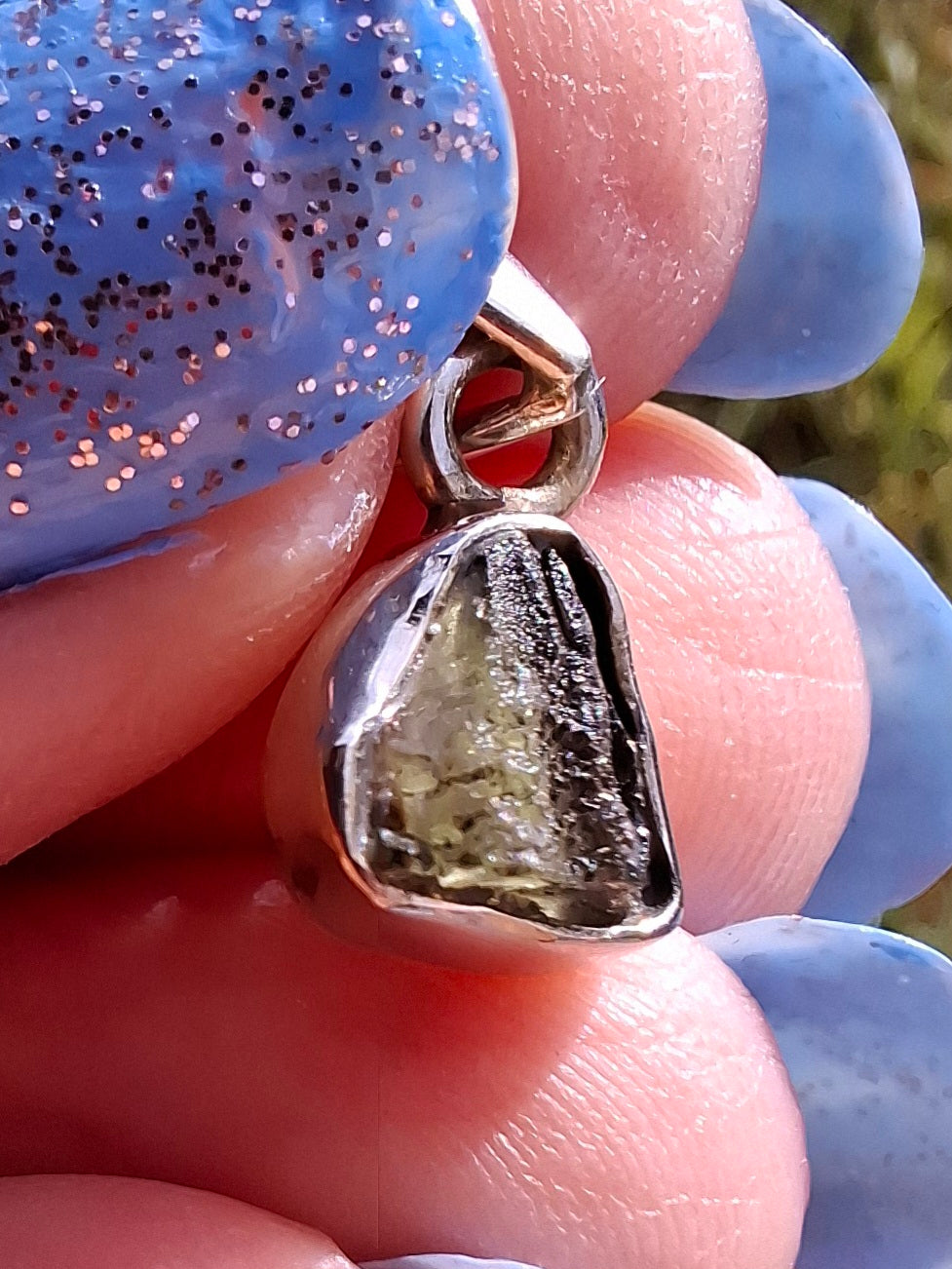 Moldavite Pendant, 925 Silver, Tektite (Ref: P55)