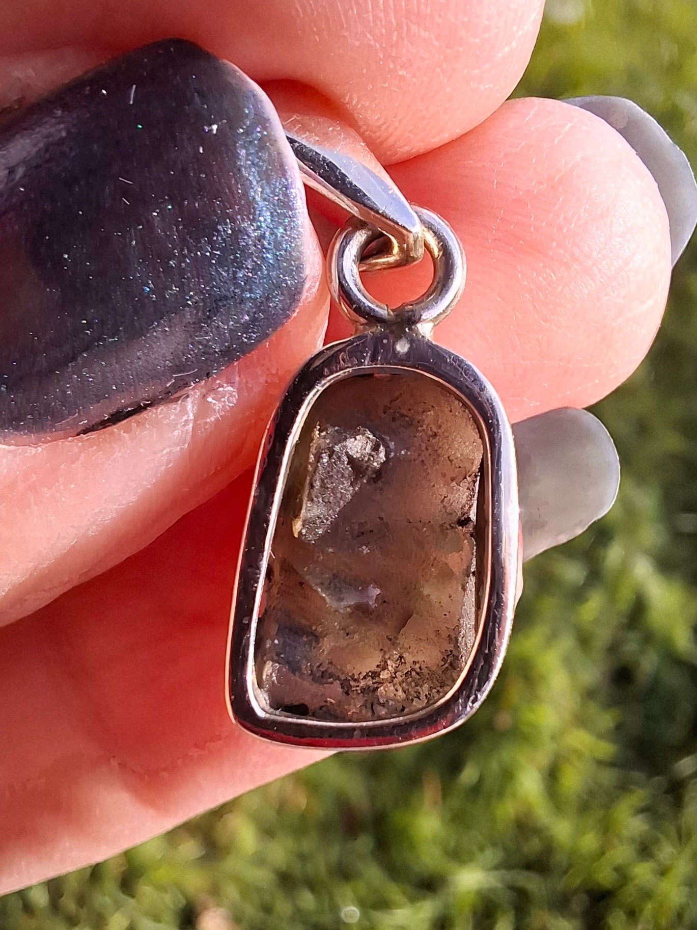 Moldavite Pendant, 925 silver, Tektite (Ref: P4)