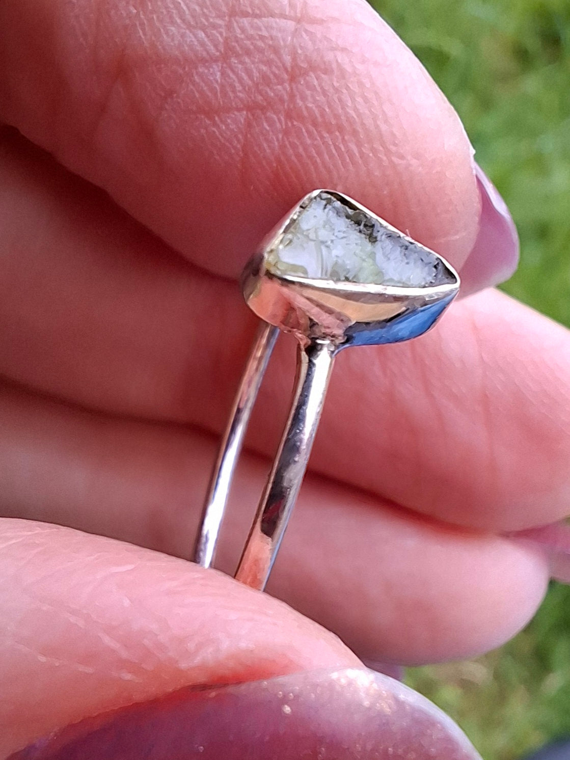Moldavite Ring, size small S, 925 Silver, Tektite (Ref: R66)