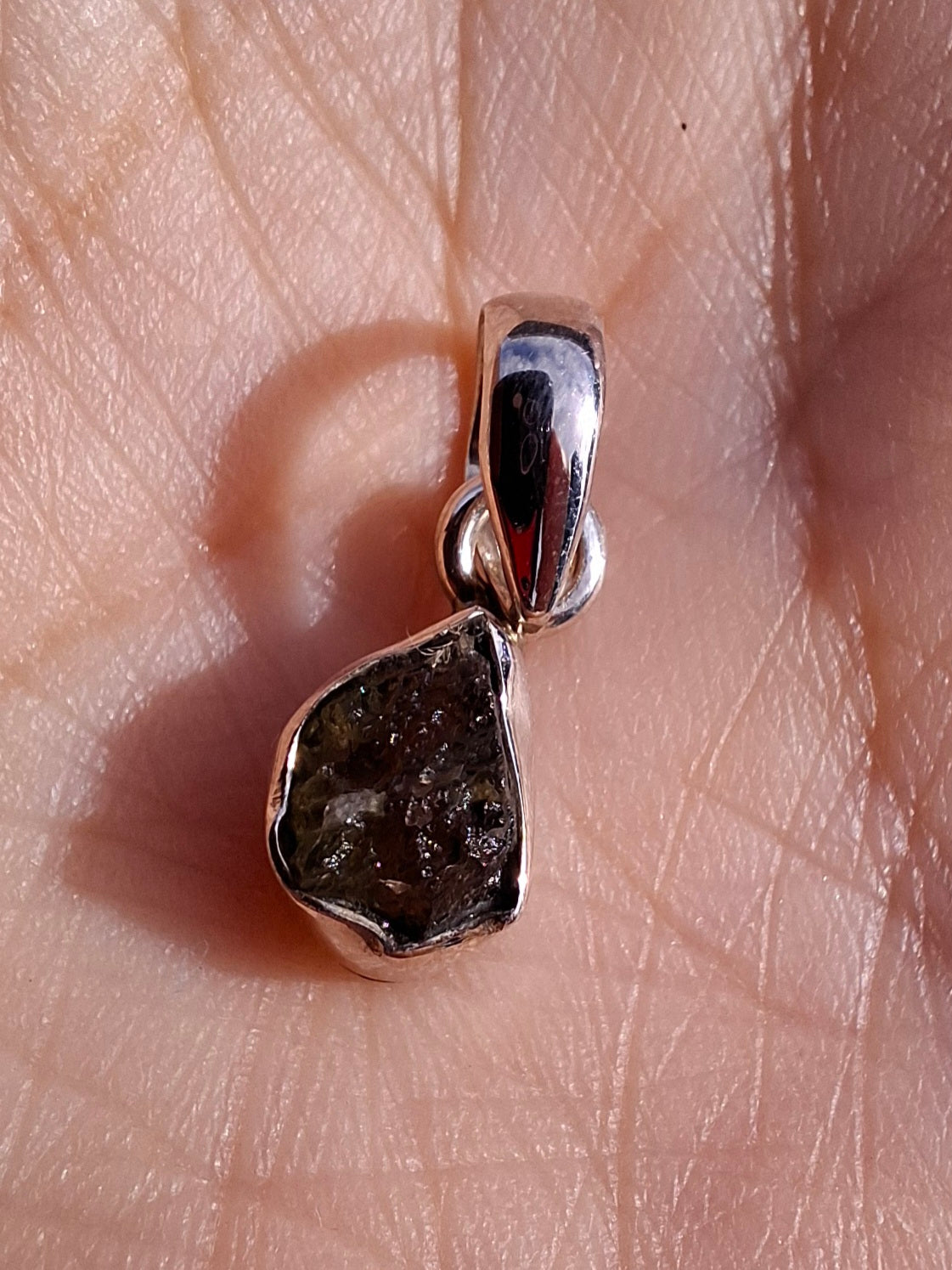 Moldavite Pendant, 925 Silver, Tektite (Ref: P62)