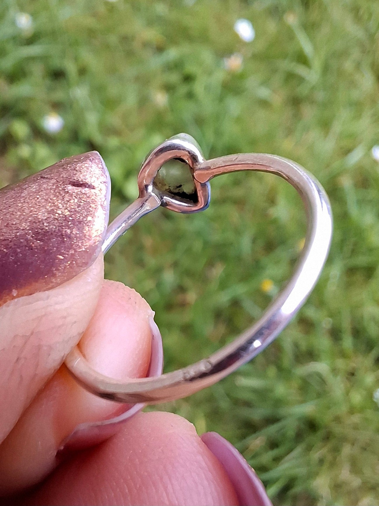 Moldavite Ring, size large L/small M, 925 Silver, Tektite (Ref: R50)