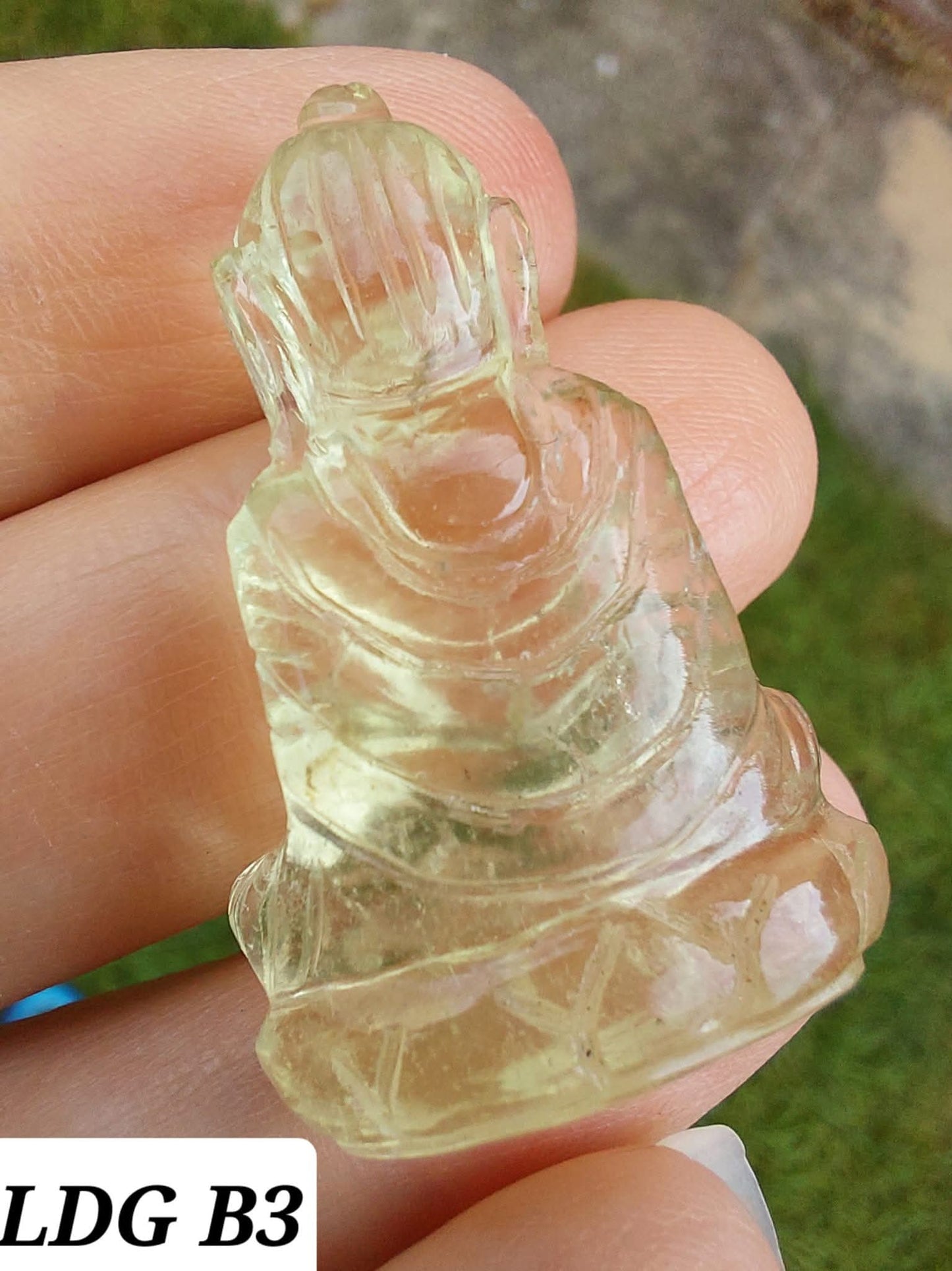 Libyan Desert Glass BUDDHA Carving, 6.80g, Tektite (Ref: LDG B3)