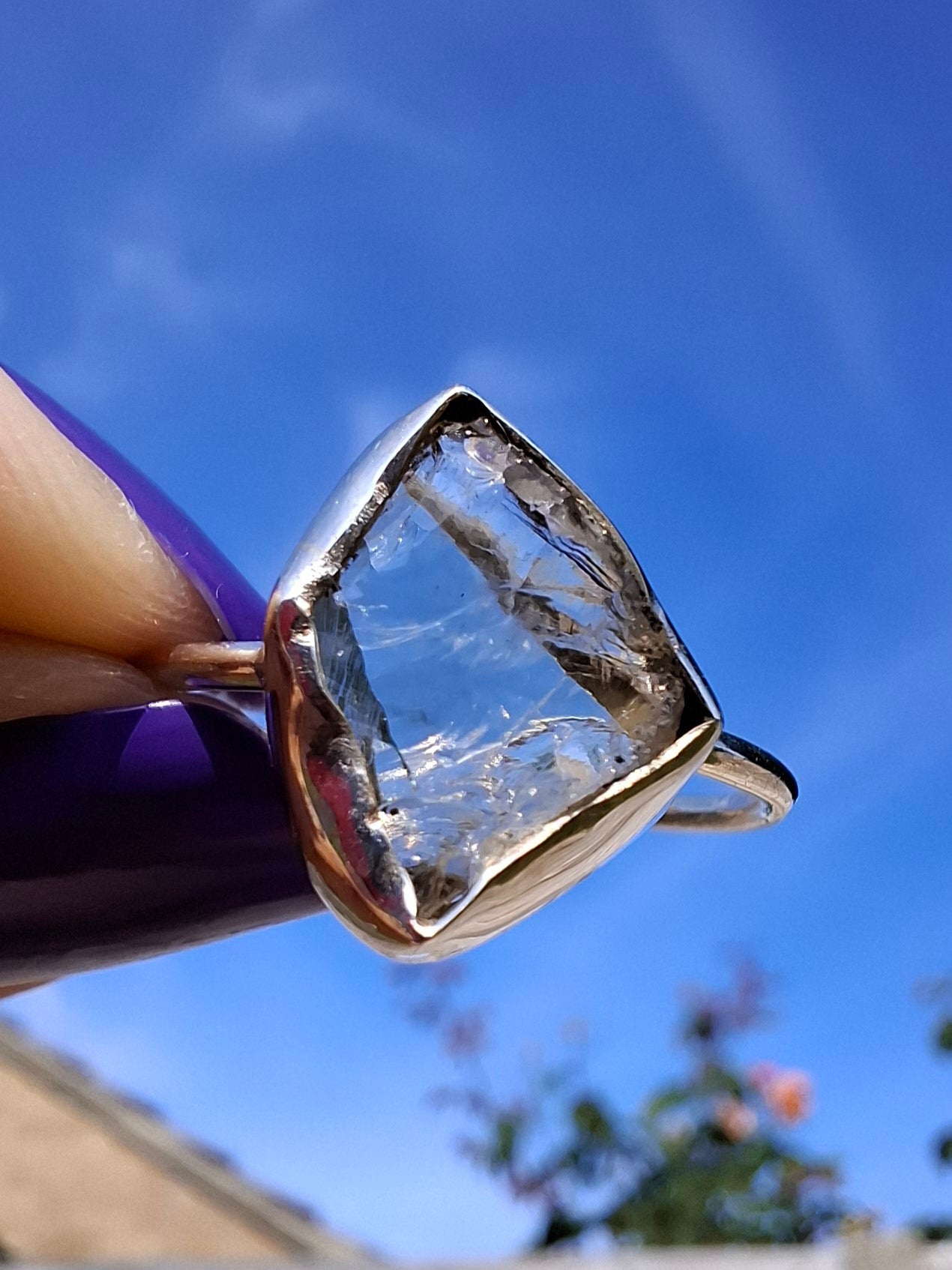 Libyan Desert Glass Ring, size T, 925 silver, Tektite (Ref: LR49)