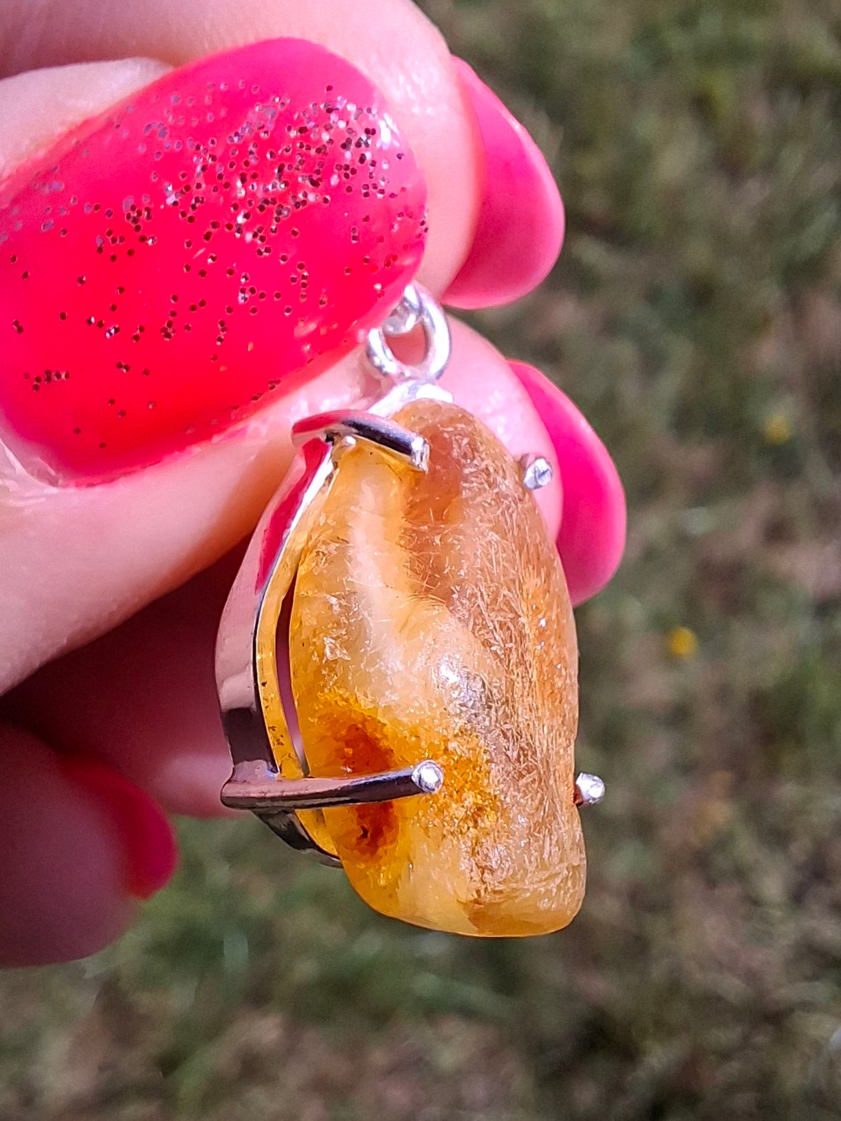 Baltic Amber Pendant, 925 Silver, Fossil (Ref: AP5)