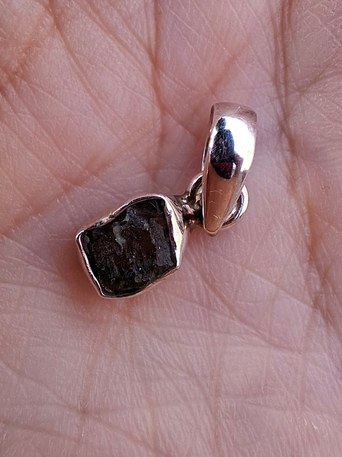 Moldavite Pendant, 925 Silver, Tektite (Ref: P53)