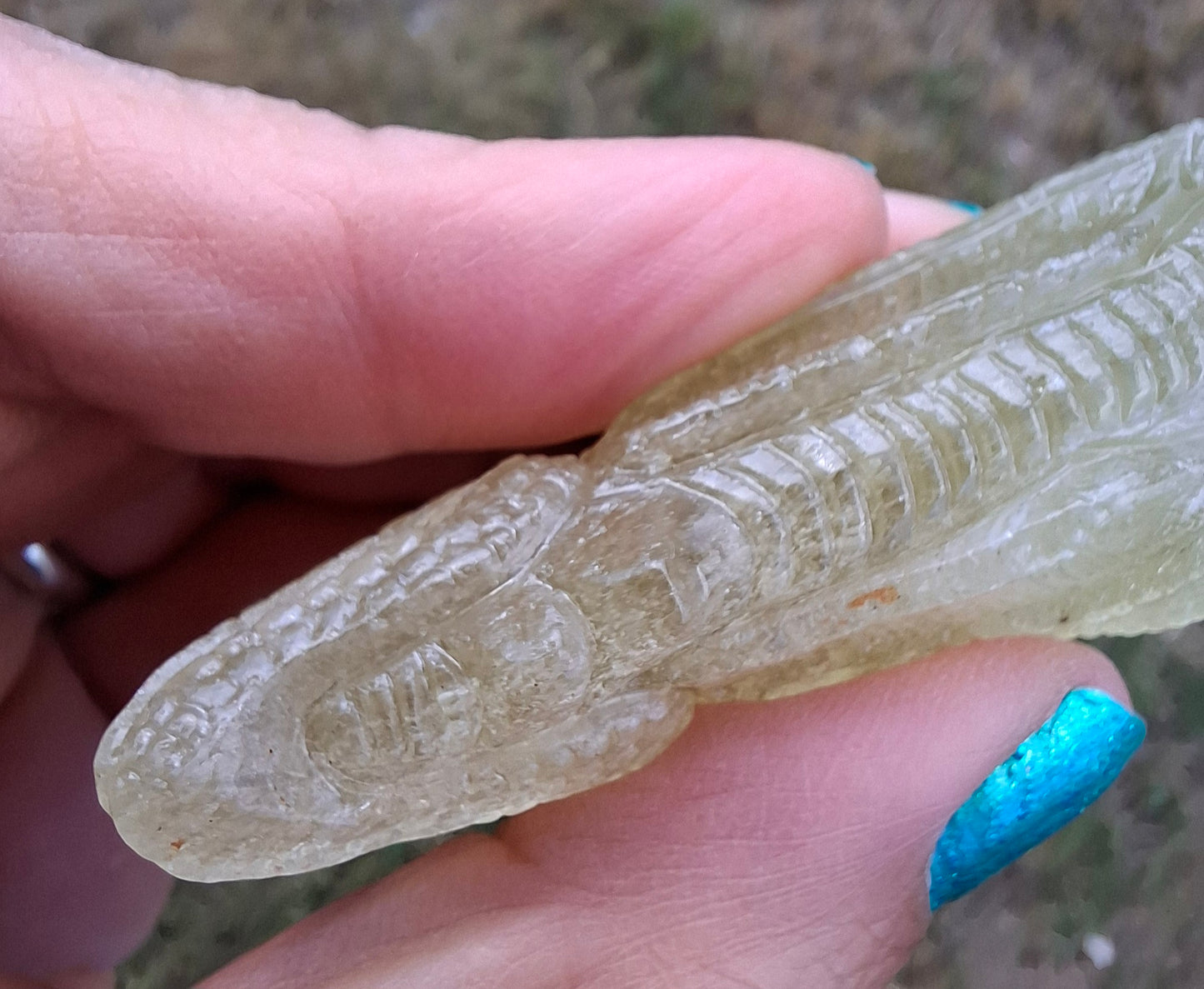 Libyan Desert Glass DRAGON HEAD carving, 48.11g, Tektite (Ref: Dragon4)