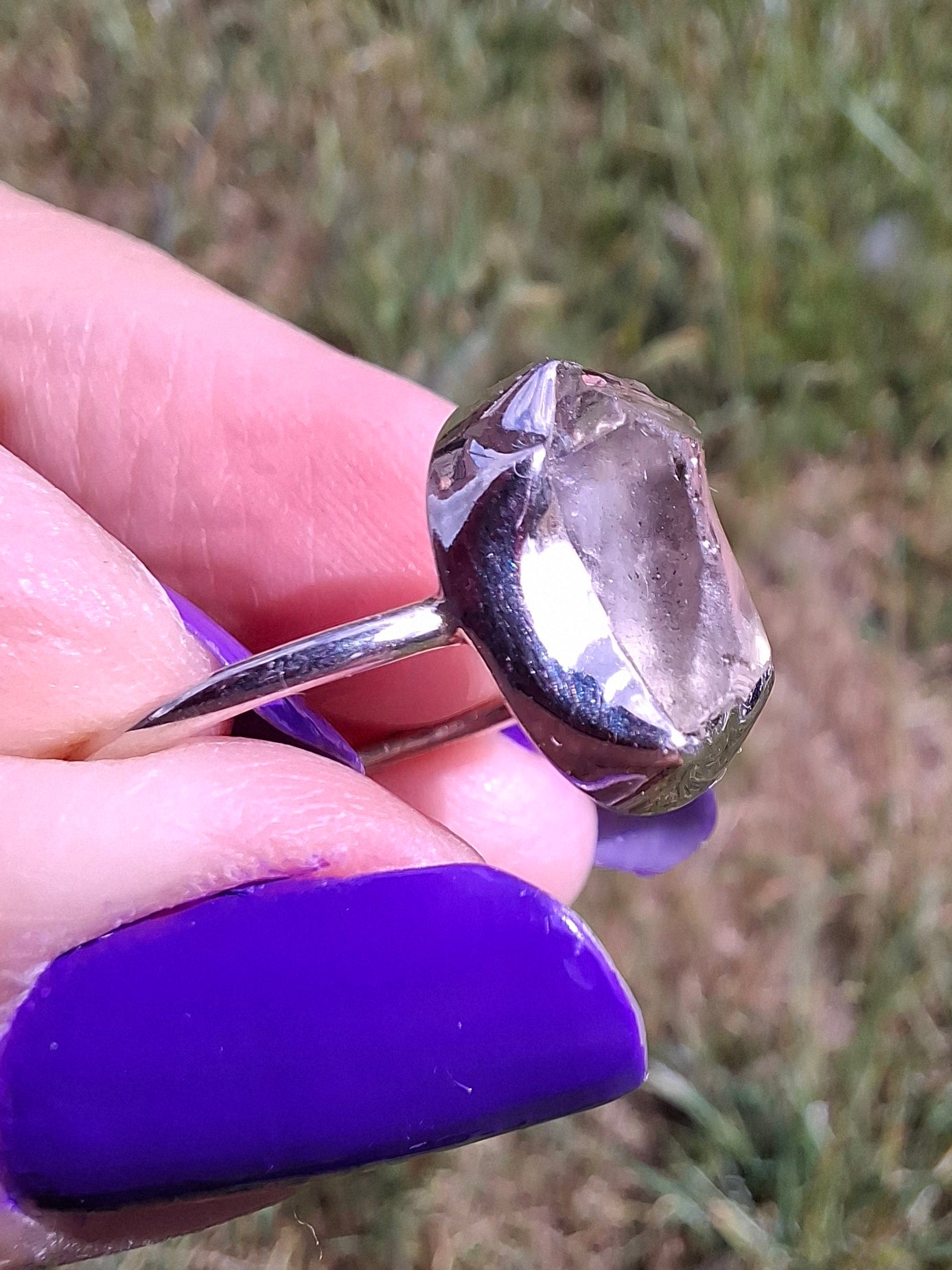 Libyan Desert Glass Ring, size large M, 925 Silver, Tektite (Ref: LR20)
