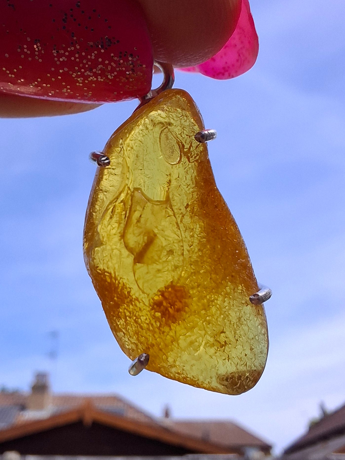 Baltic Amber Pendant, 925 Silver, Fossil (Ref: AP14)