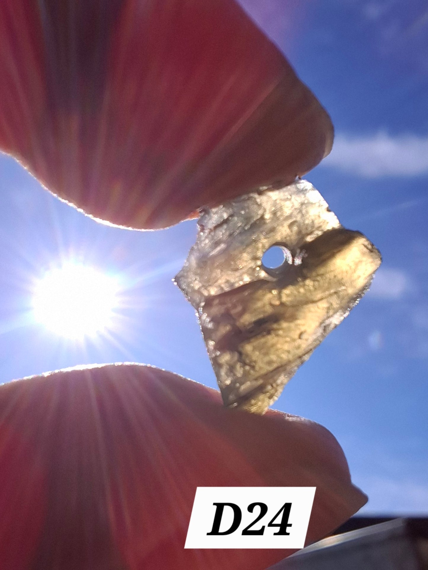 DRILLED, Moldavite Piece, 0.80g, Tektite (Ref: D24)