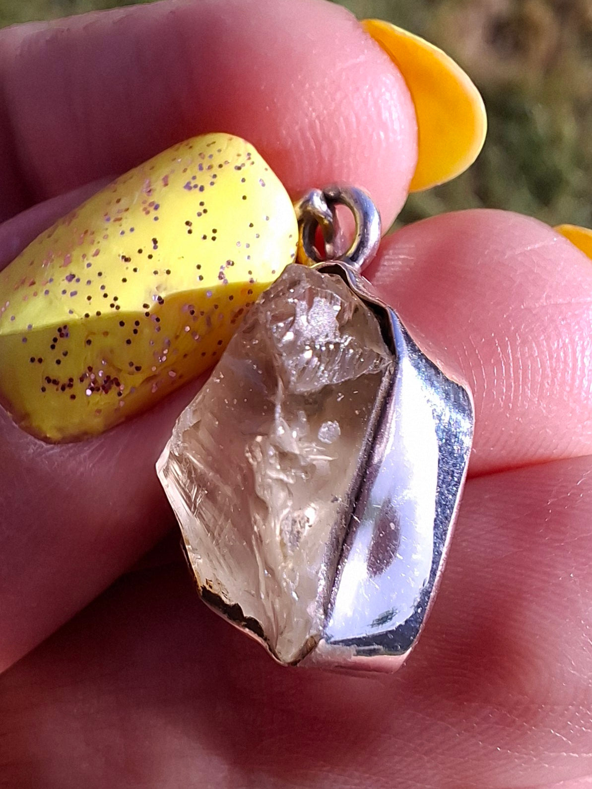Libyan Desert Glass Pendant, 925 Silver, Tektite (Ref: LP113)