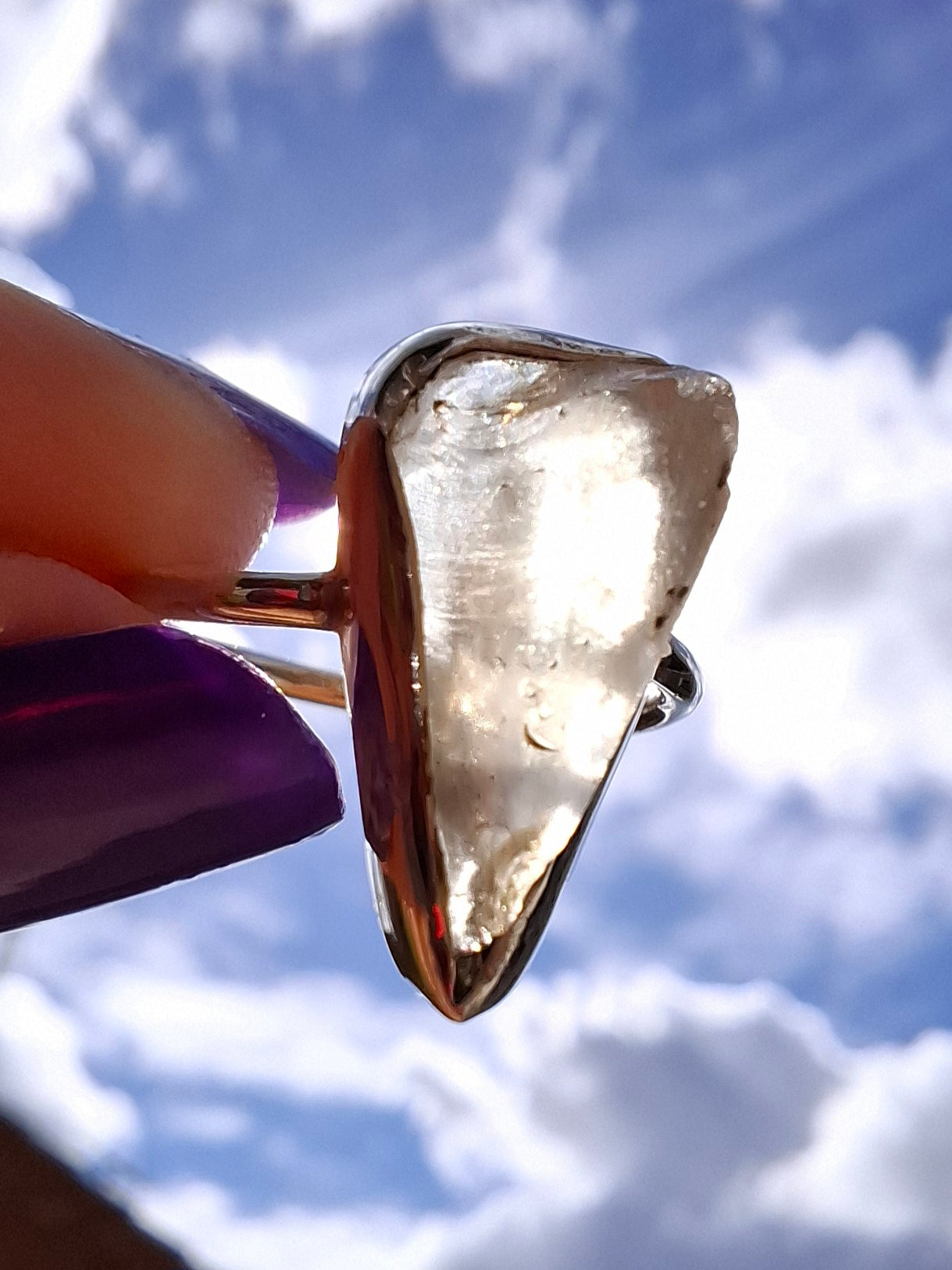 Libyan Desert Glass Ring, size large G, 925 Silver, Tektite (Ref: LR1)