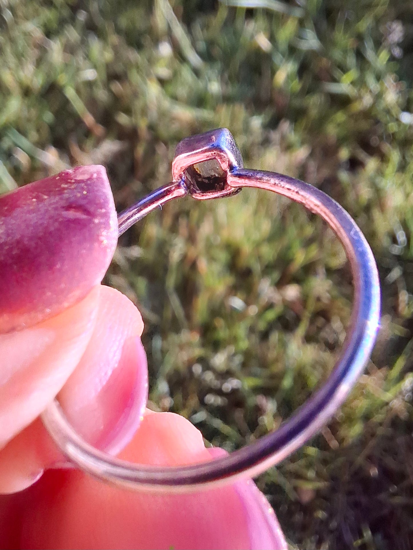 Moldavite Ring, size large R/small S, 925 Silver, Tektite (Ref: R65)
