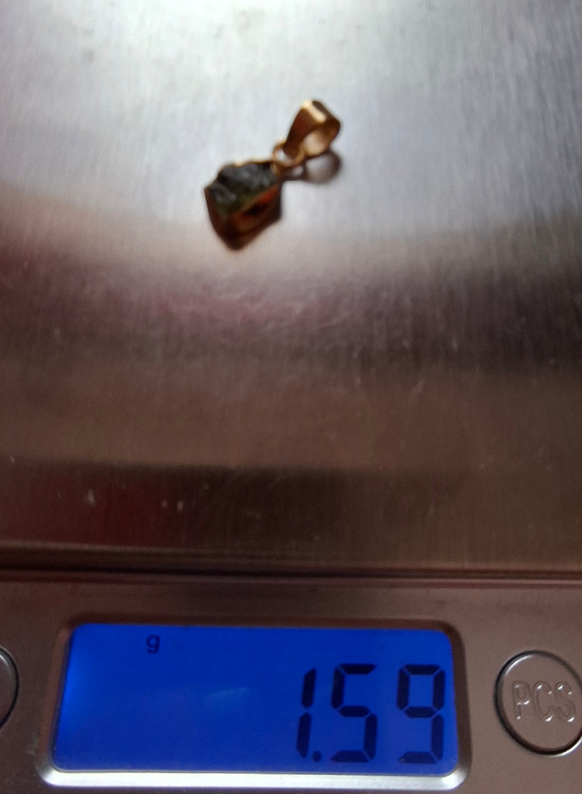Moldavite Pendant, 14K GOLD Plated, Tektite (Ref: P447)