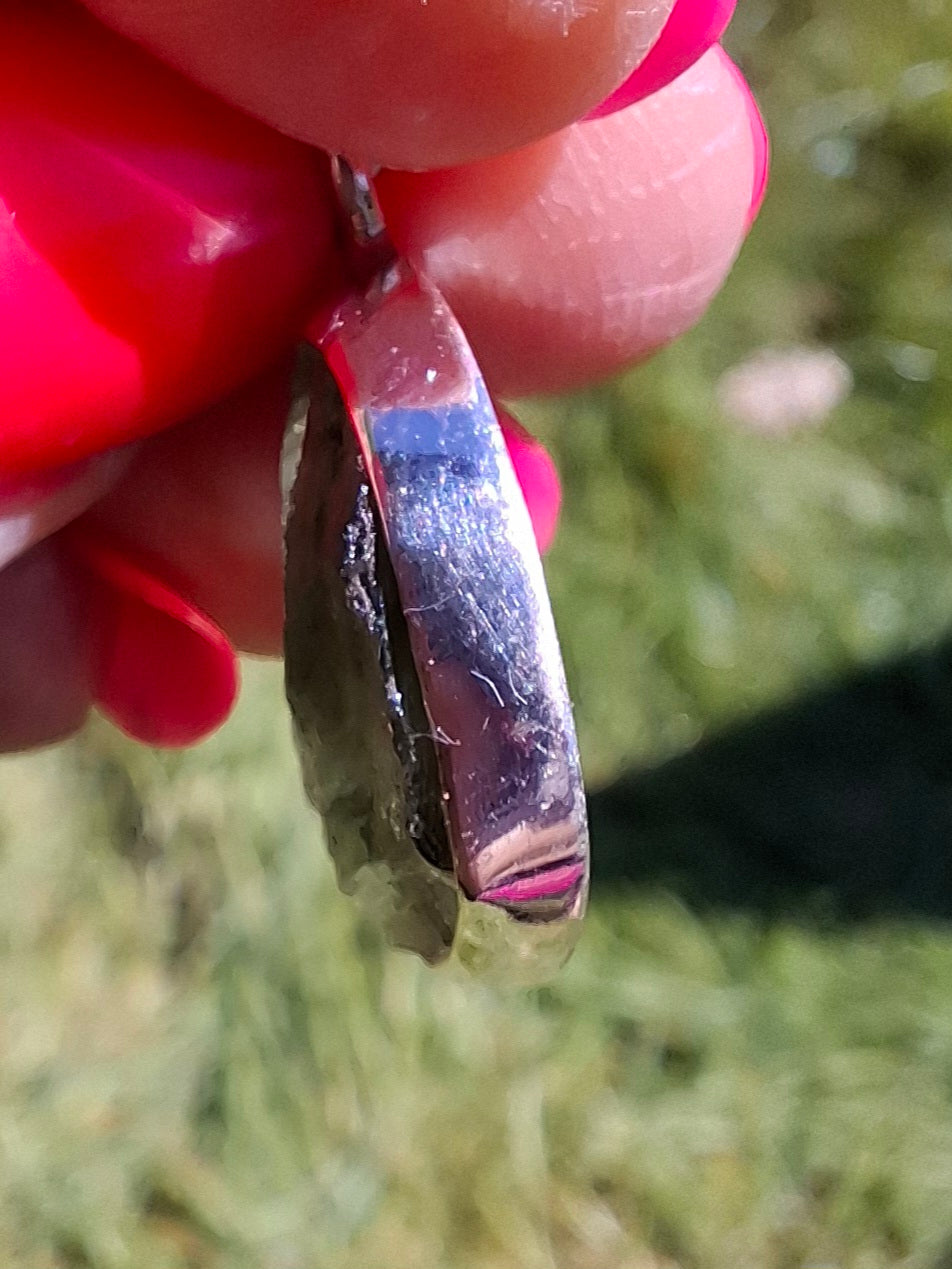 Moldavite Pendant, 925 Silver, Tektite (Ref: P441)