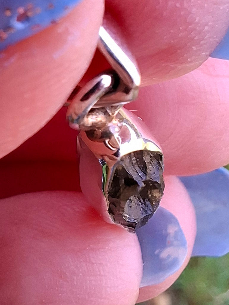 Moldavite Pendant, 925 Silver, Tektite (Ref: P48)