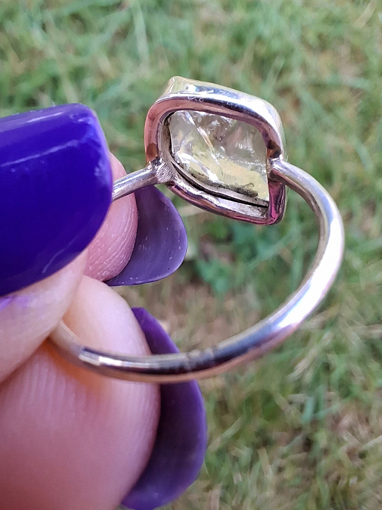 Libyan Desert Glass Ring, size L, 925 Silver, Tektite (Ref: LR18)