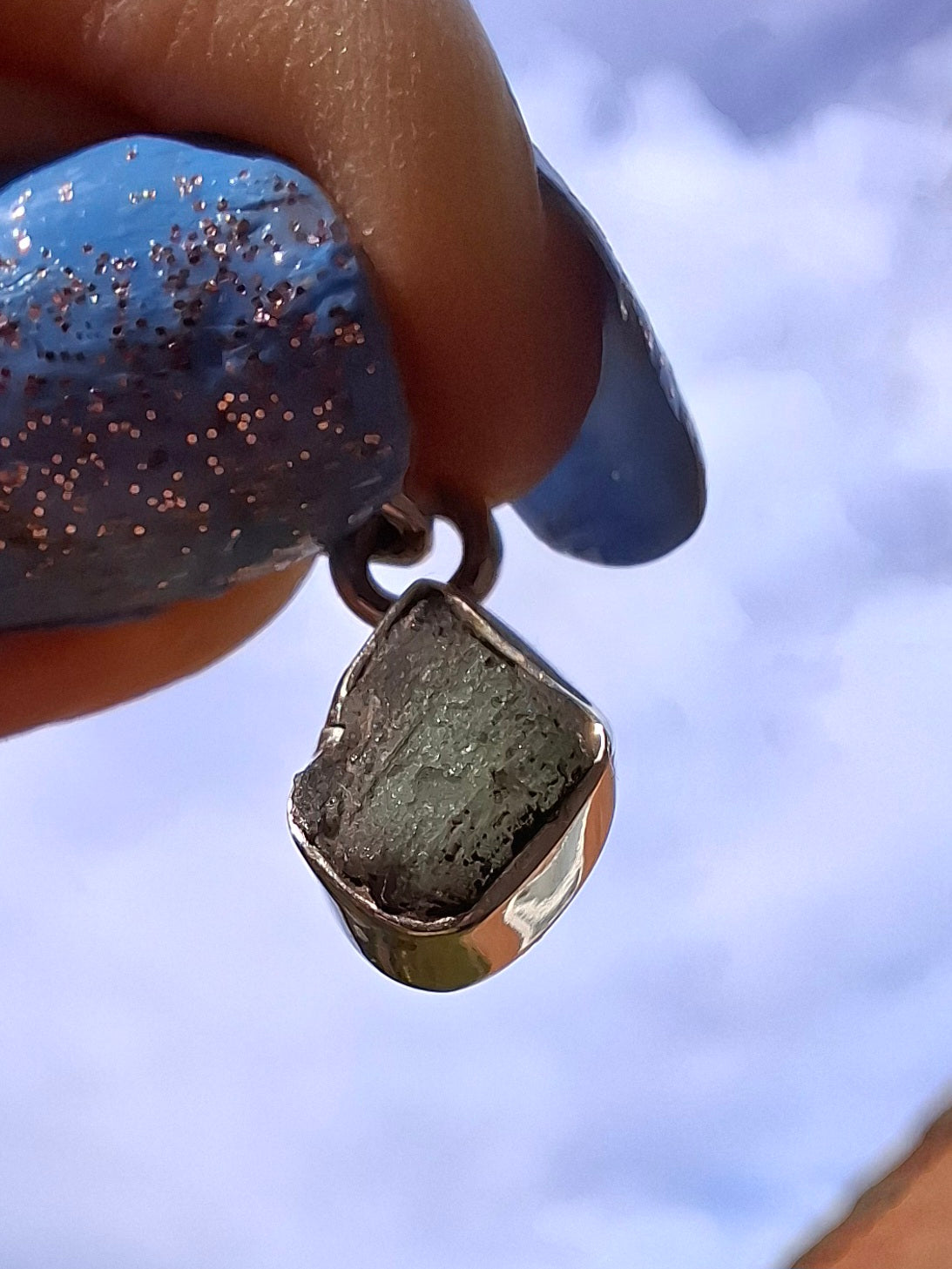 Moldavite Pendant, 925 Silver, Tektite (Ref: P60)