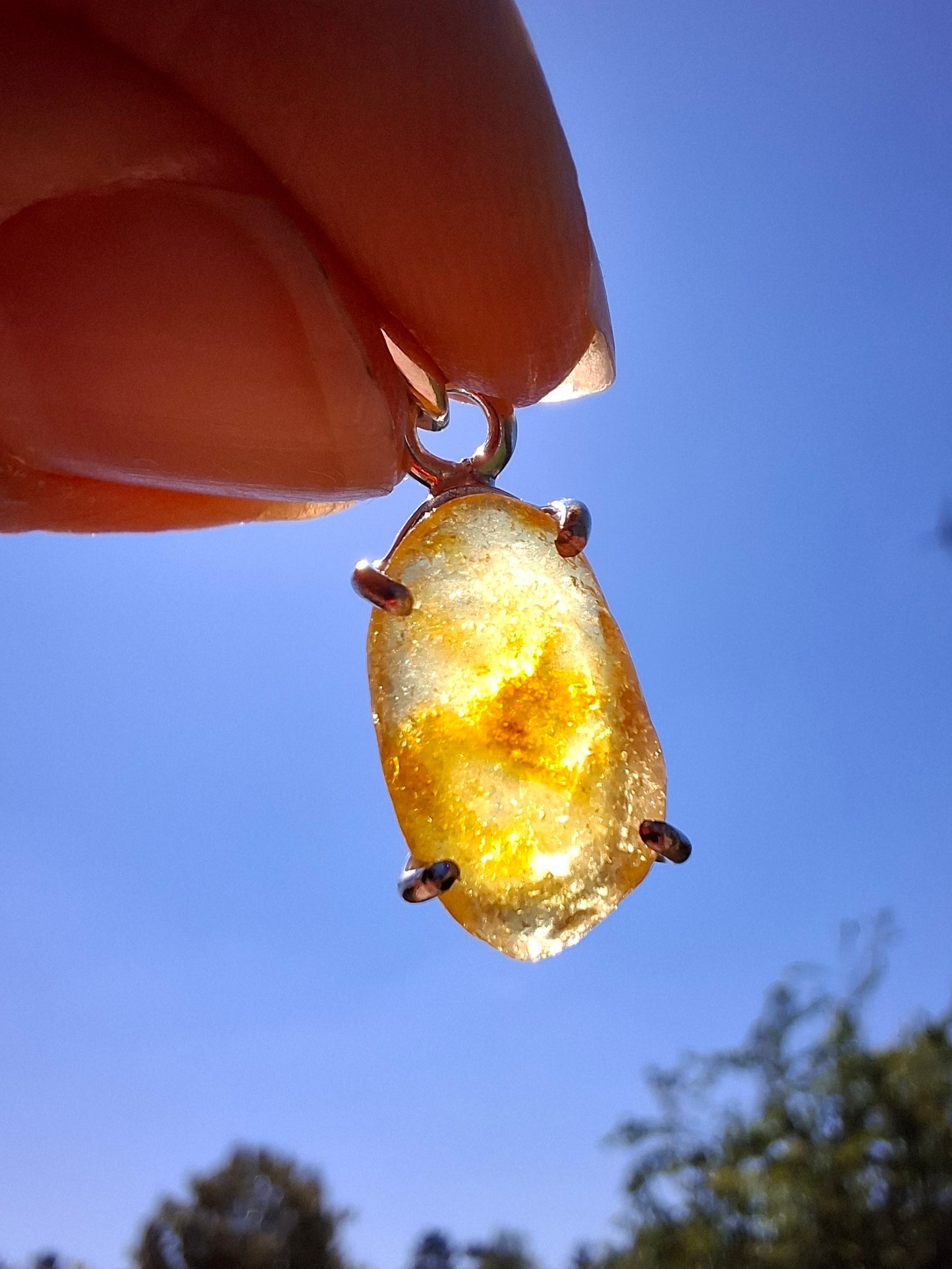 Baltic Amber Pendant, 925 Silver, Fossil (Ref: AP23)