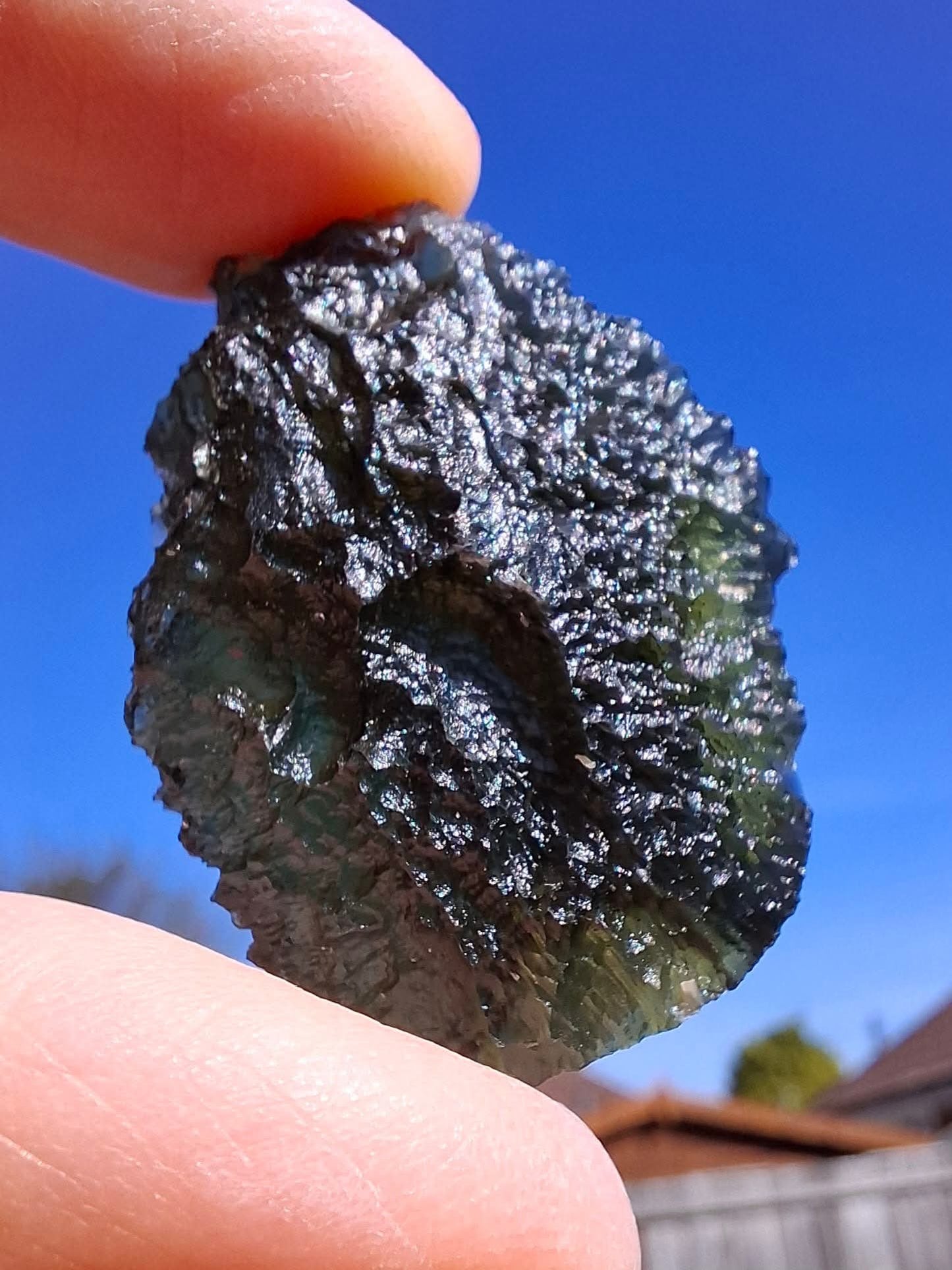 Moldavite Piece, CHLUM MAROUSKOVO POLE, 15.55g, Tektite (Ref: 1180)