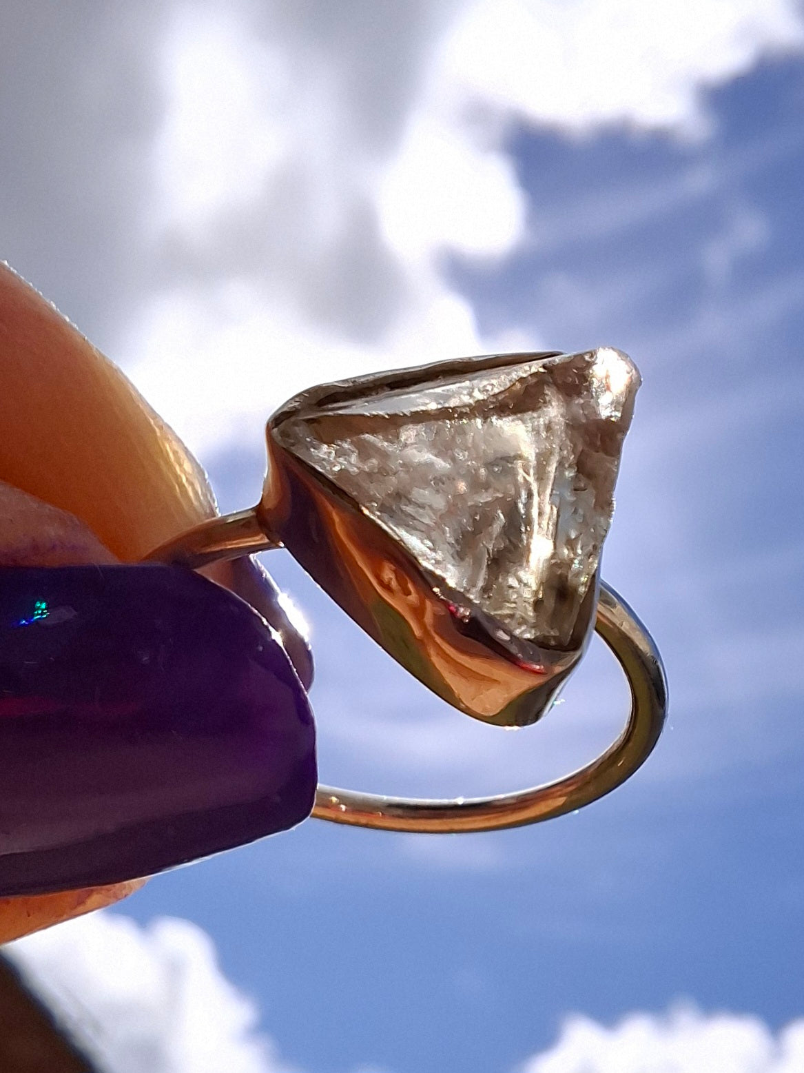 Libyan Desert Glass Ring, size small M, 925 Silver, Tektite (Ref: LR19)